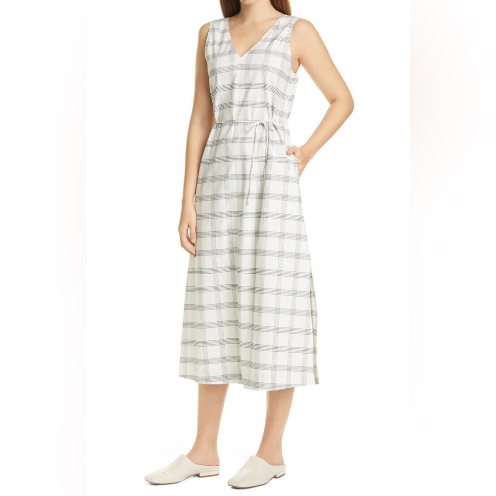THEORY | Sleeveless Plaid Midi Dress